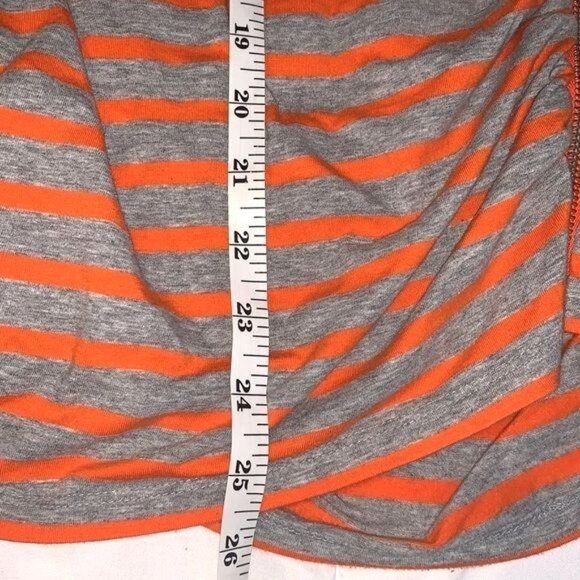 Michael Michael Kors Orange & Gray Striped 3/4 Sleeve Ruched Top M - Picture 9 of 10